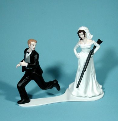 Wedding cake toppers bride and groom Funny shotgun figures